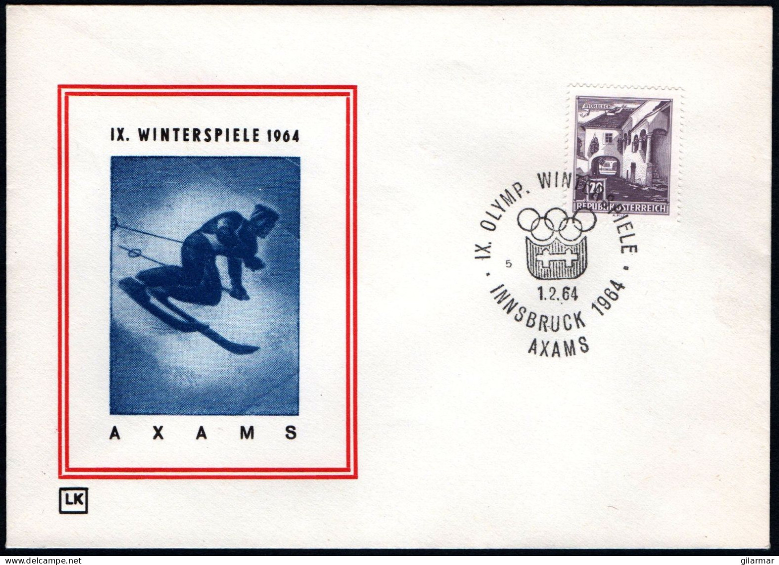 AUSTRIA AXAMS 1964 - IX OLYMPIC WINTER GAMES - INNSBRUCK '64 - CANCEL # 5 - G - Invierno 1964: Innsbruck