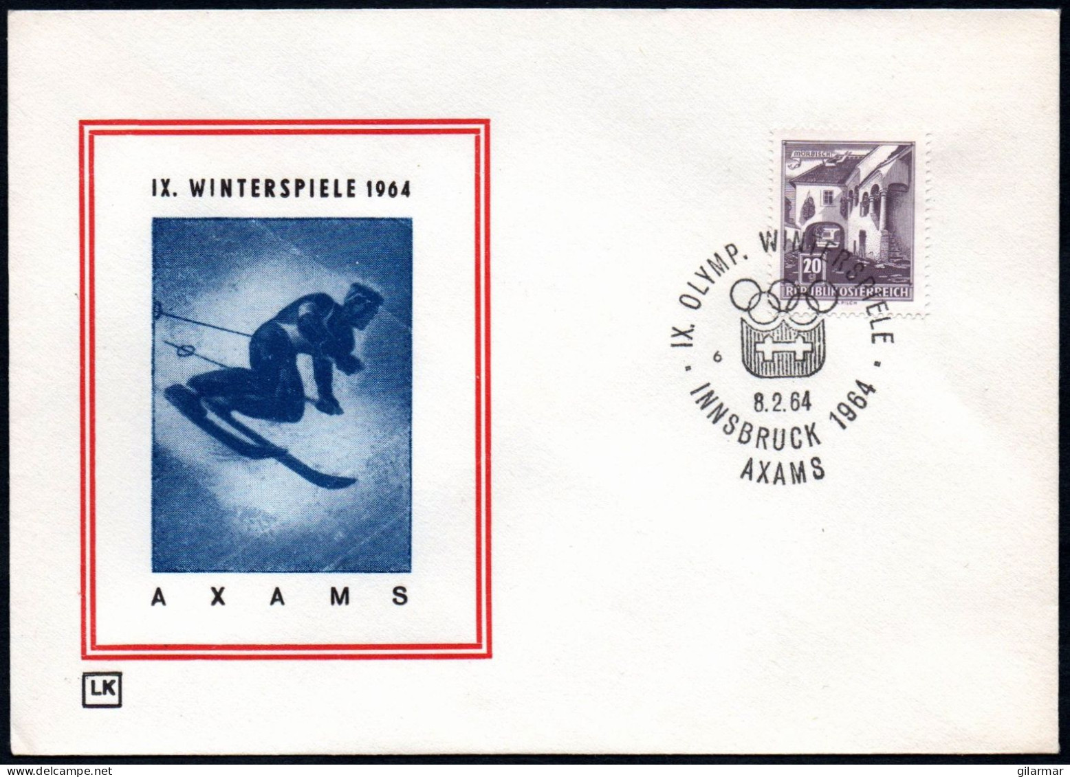 AUSTRIA AXAMS 1964 - IX OLYMPIC WINTER GAMES - INNSBRUCK '64 - CANCEL # 6 - G - Winter 1964: Innsbruck