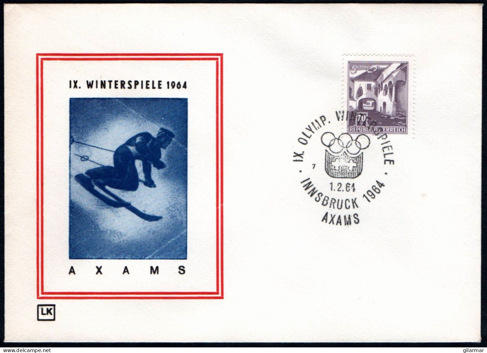 AUSTRIA AXAMS 1964 - IX OLYMPIC WINTER GAMES - INNSBRUCK '64 - CANCEL # 7 - G - Winter 1964: Innsbruck