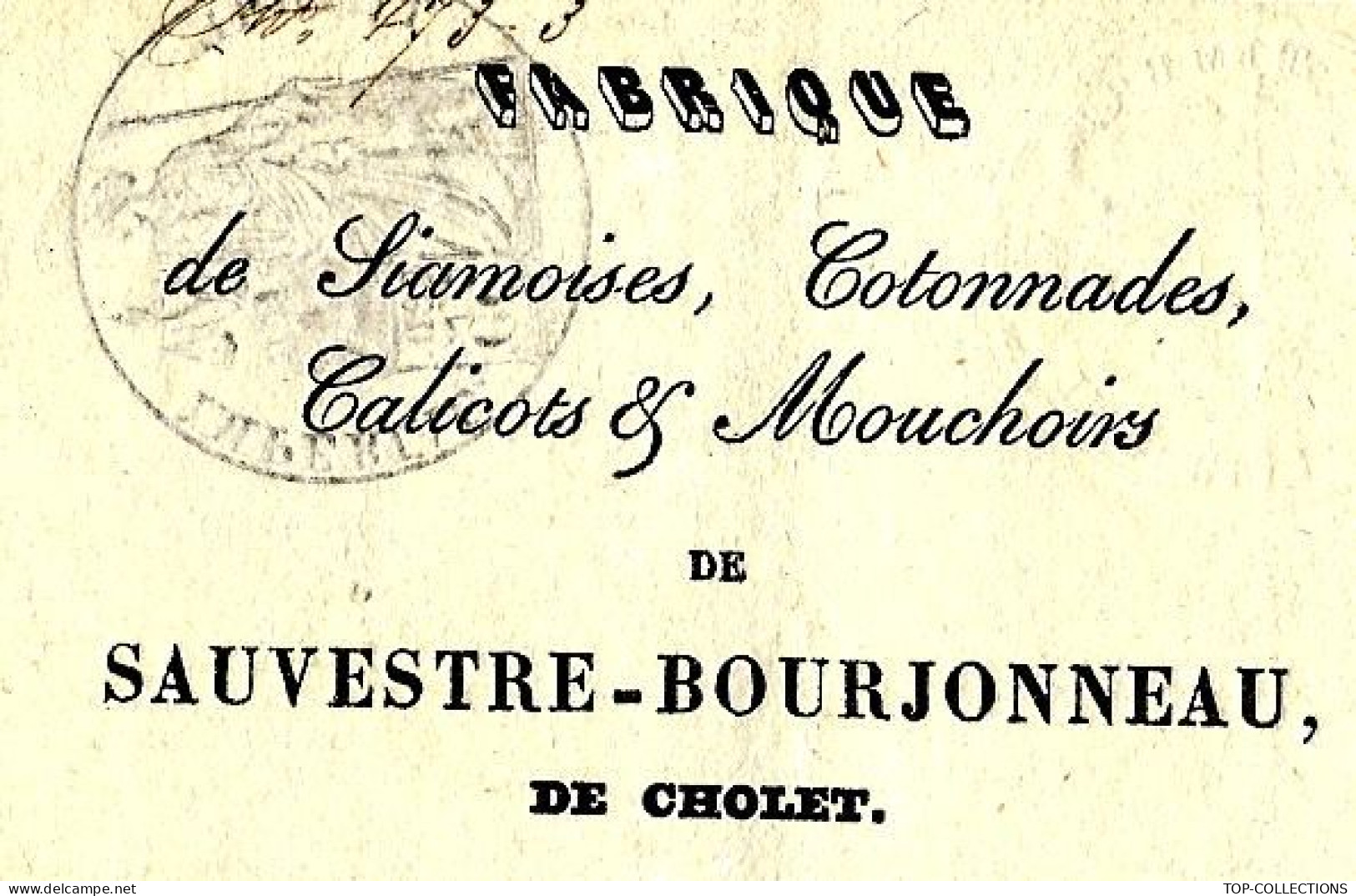 1854   ROULAGE TRANSPORT LETTRE DE VOITURE   Fabrique Tissus Sauvestre Bourjonneau Cholet Pour Revers Montlieu Charente - 1800 – 1899