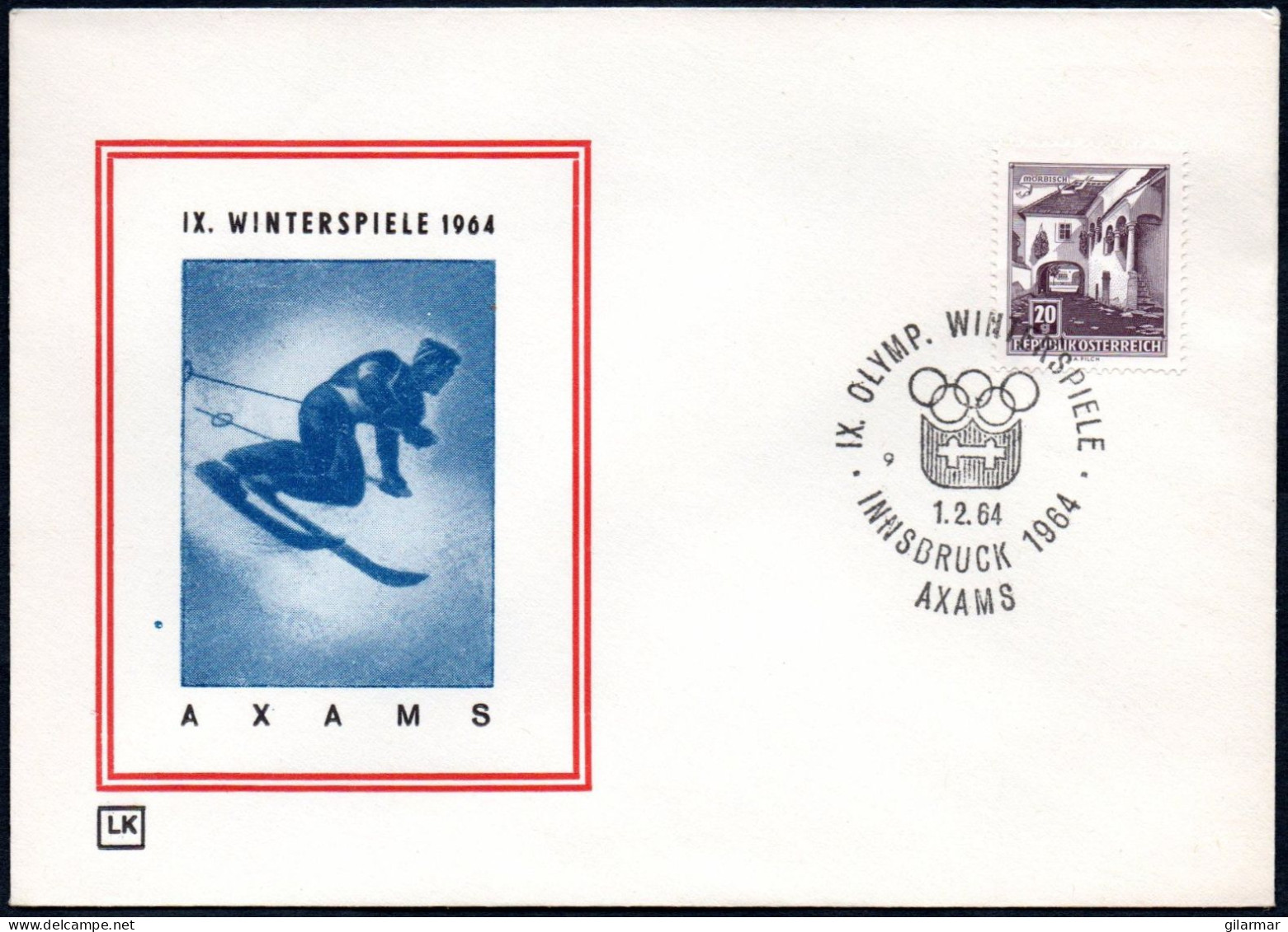 AUSTRIA AXAMS 1964 - IX OLYMPIC WINTER GAMES - INNSBRUCK '64 - CANCEL # 9 - G - Winter 1964: Innsbruck