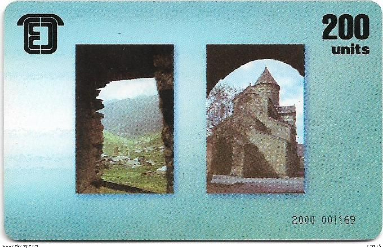 Georgia - Pelikom - Church And Landscape, 10.1996, 200U, 20.000ex, Used - Georgien