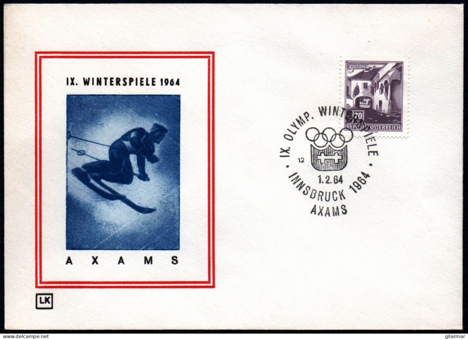 AUSTRIA AXAMS 1964 - IX OLYMPIC WINTER GAMES - INNSBRUCK '64 - CANCEL # 12 - G - Winter 1964: Innsbruck