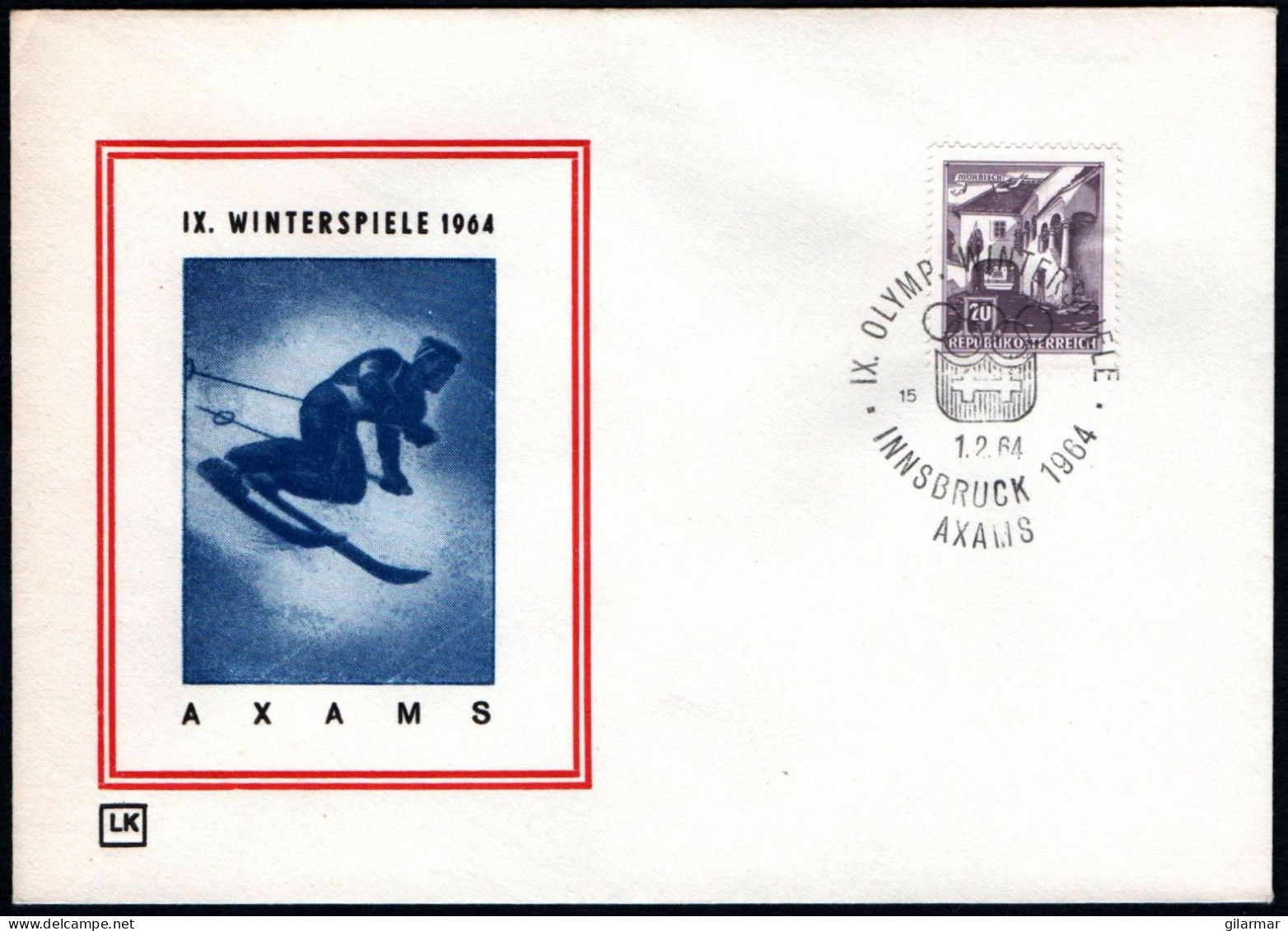 AUSTRIA AXAMS 1964 - IX OLYMPIC WINTER GAMES - INNSBRUCK '64 - CANCEL # 15 - G - Winter 1964: Innsbruck