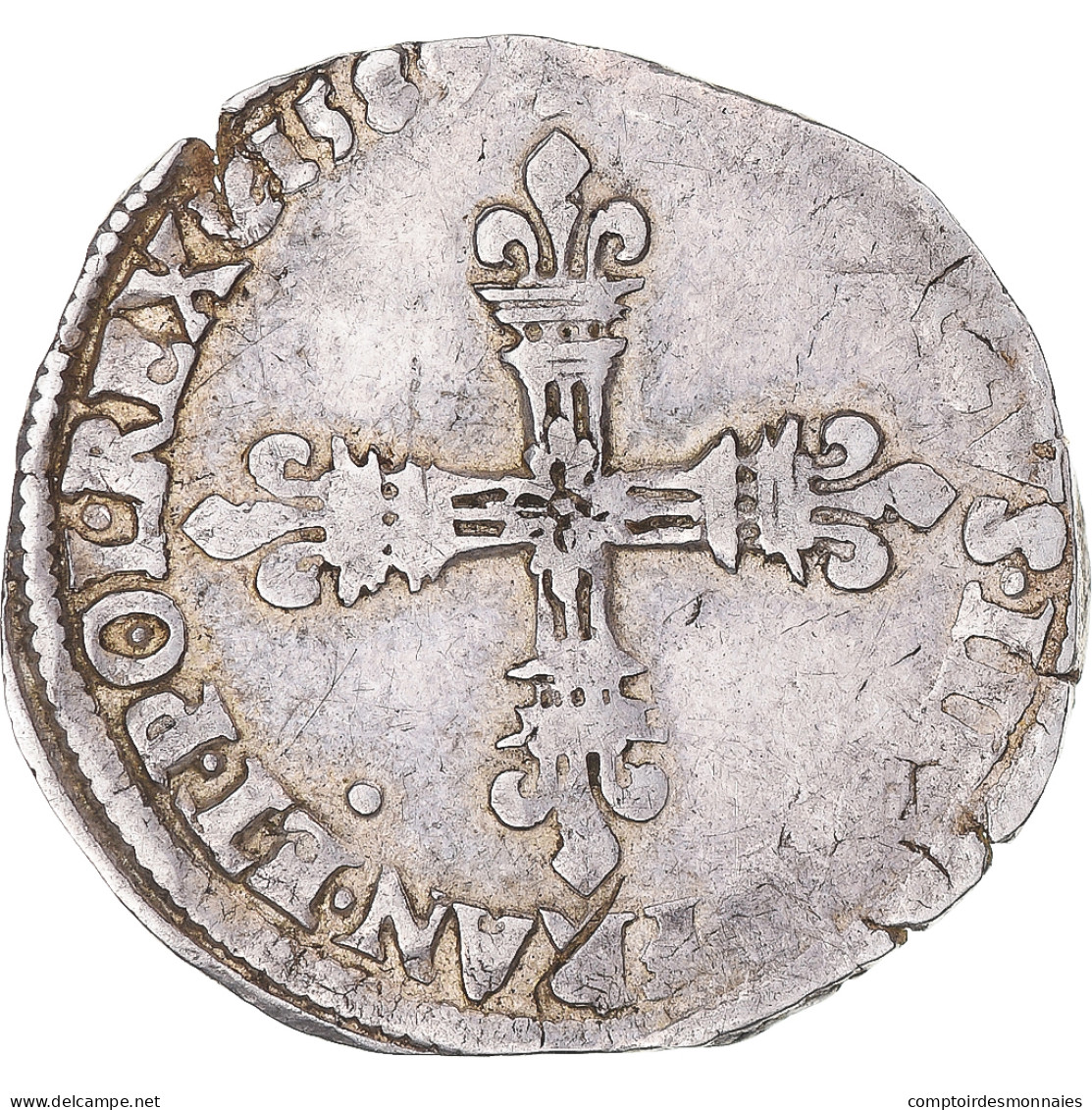 Monnaie, France, Henri III, 1/8 Ecu, 1589, Paris, TB+, Argent, Gadoury:485 - 1547-1559 Henri II