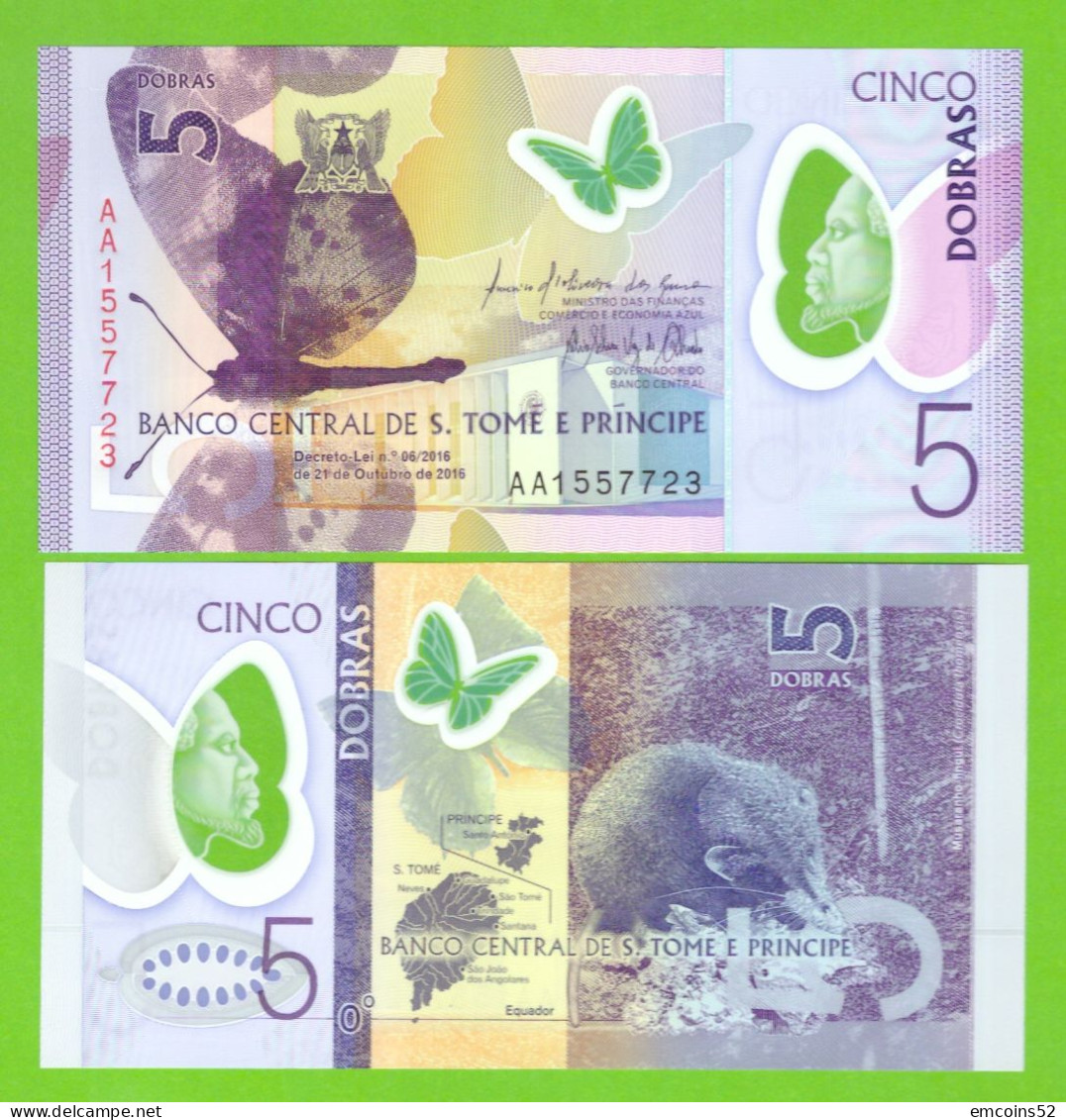 SAO TOME AND PRINCE 5 DOBRAS 2016 P-70 UNC - San Tomé Y Príncipe