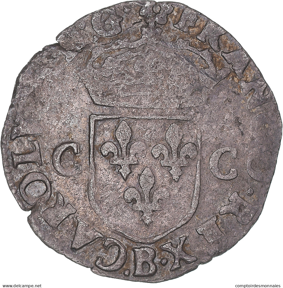 Monnaie, France, Charles X, Douzain Aux Deux C, 1593, Rouen, TB+, Billon - 1589-1610 Heinrich IV.