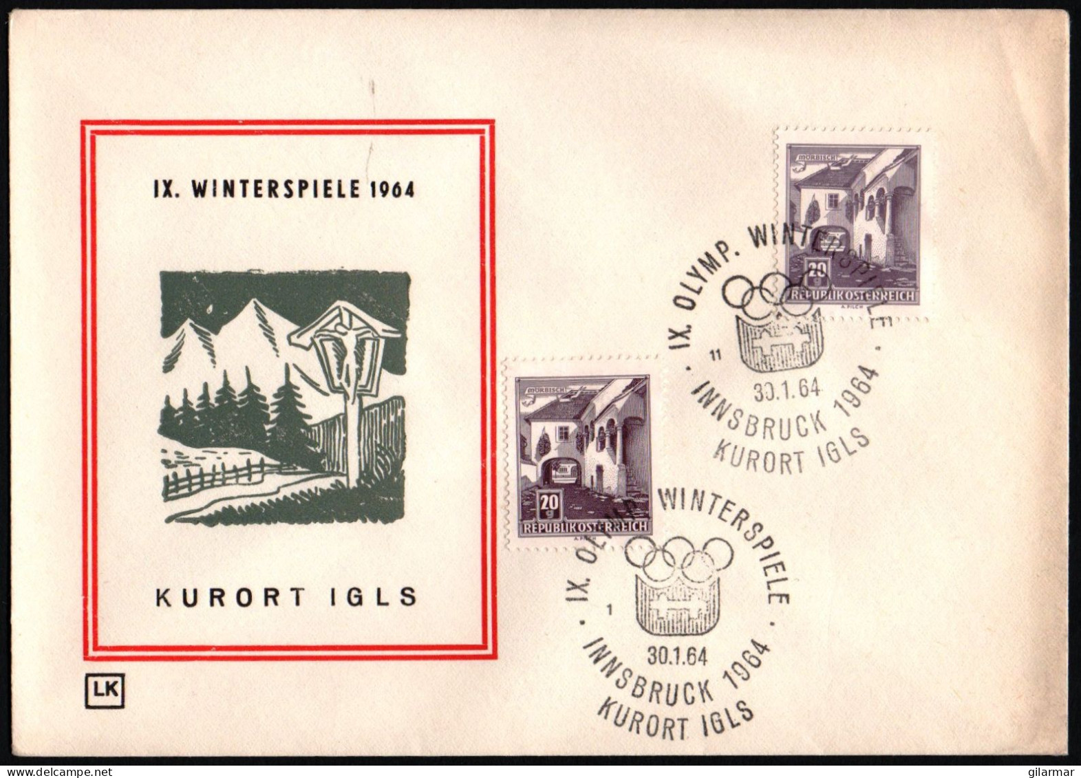 AUSTRIA KURORT IGLS 1964 - IX OLYMPIC WINTER GAMES - INNSBRUCK '64 - CANCELS # 1 & 11 - G - Hiver 1964: Innsbruck