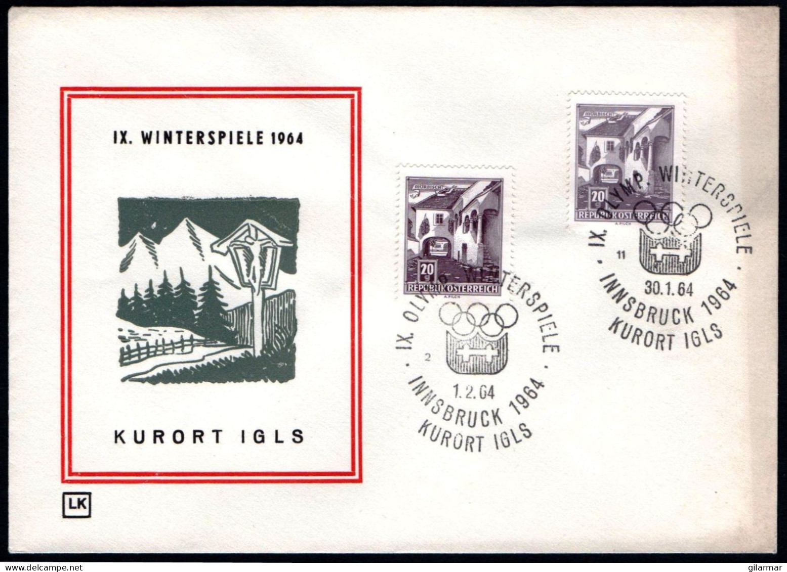 AUSTRIA KURORT IGLS 1964 - IX OLYMPIC WINTER GAMES - INNSBRUCK '64 - CANCELS # 2 & 11 - G - Hiver 1964: Innsbruck