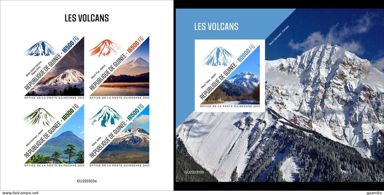 Guinea 2022, Vulcans, 4val In BF+BF IMPERFORATED - Volcanos