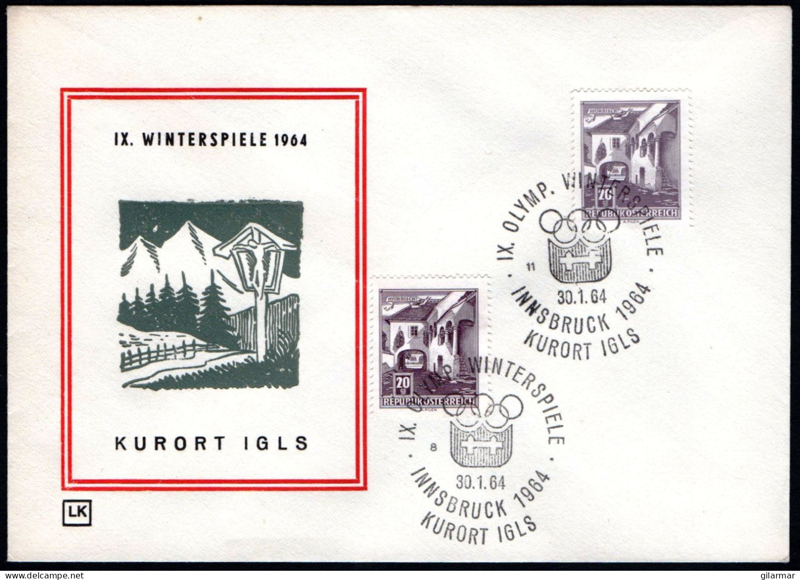 AUSTRIA KURORT IGLS 1964 - IX OLYMPIC WINTER GAMES - INNSBRUCK '64 - CANCELS # 8 & 11 - G - Invierno 1964: Innsbruck