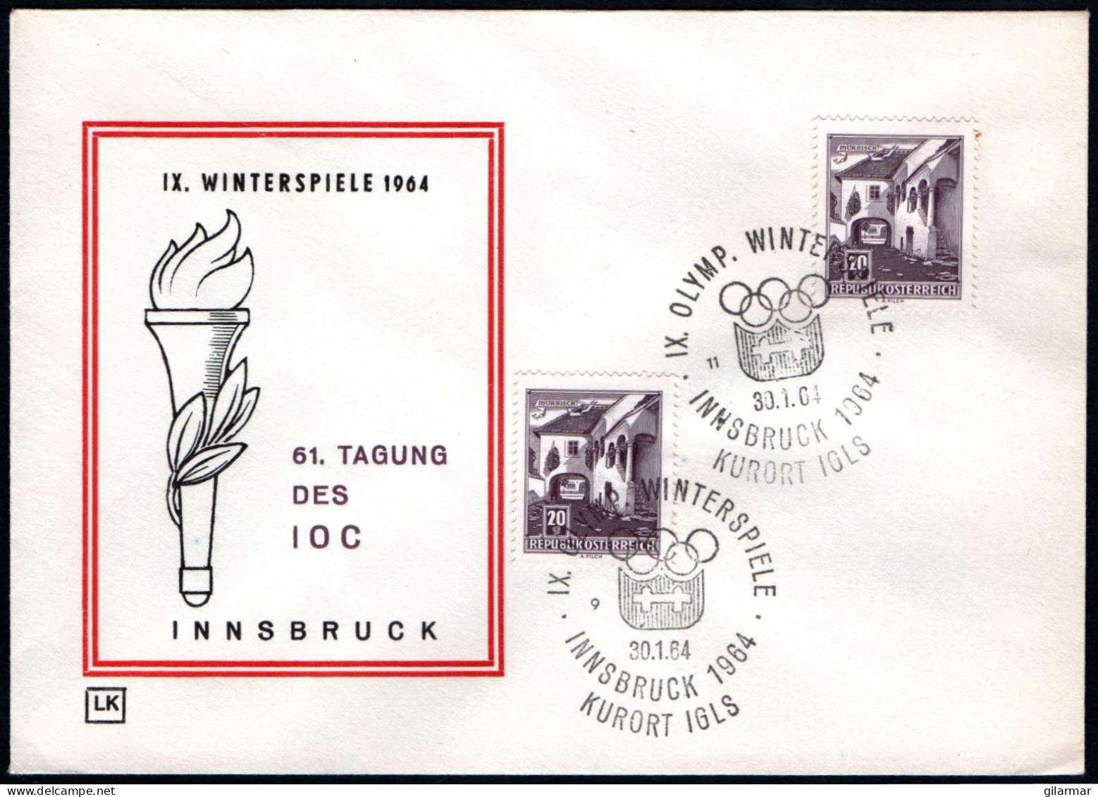AUSTRIA KURORT IGLS 1964 - IX OLYMPIC WINTER GAMES - INNSBRUCK '64 - CANCELS # 9 & 11 - G - Hiver 1964: Innsbruck