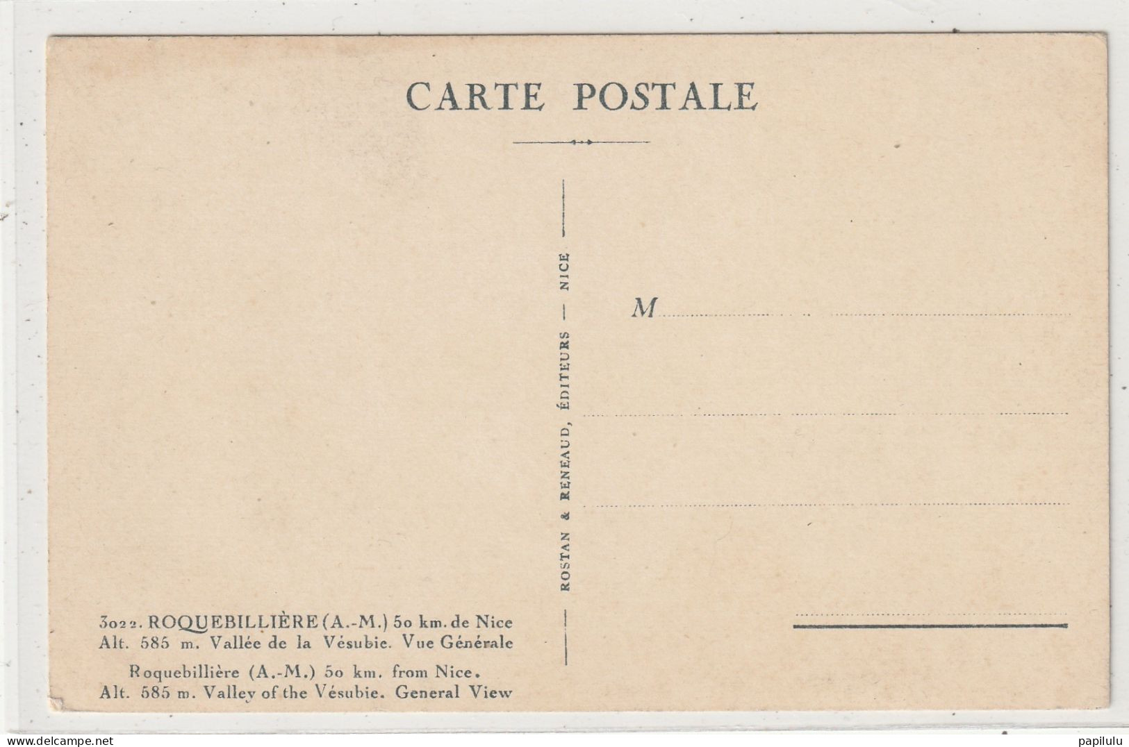 200 DEPT 06 : édit. Rostan & Reneaud  N° 3022 : Roquebillière Vue Générale - Roquebilliere