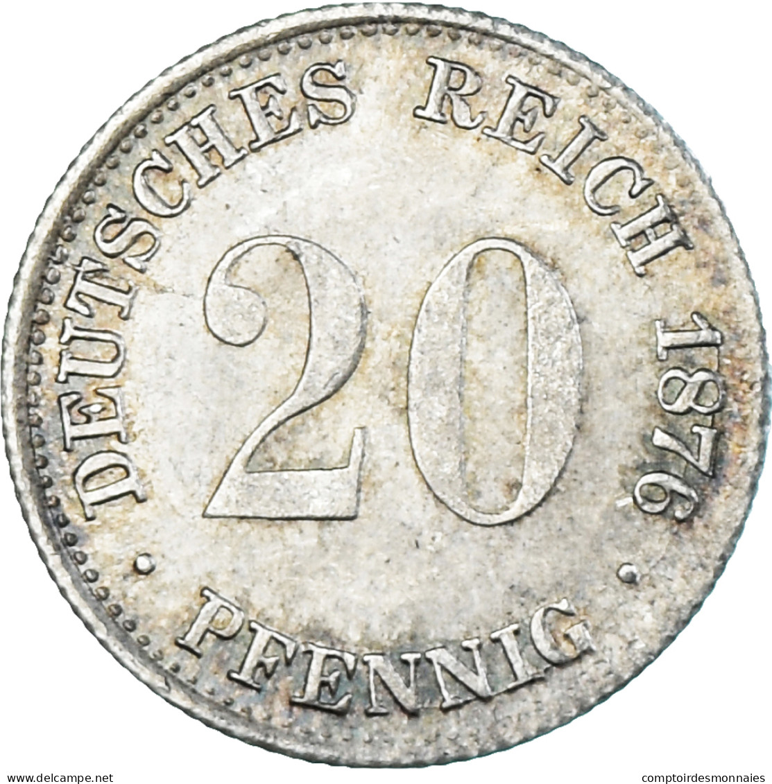 Monnaie, Empire Allemand, Wilhelm I, 20 Pfennig, 1876, Dresde, SPL+, Argent - 20 Pfennig