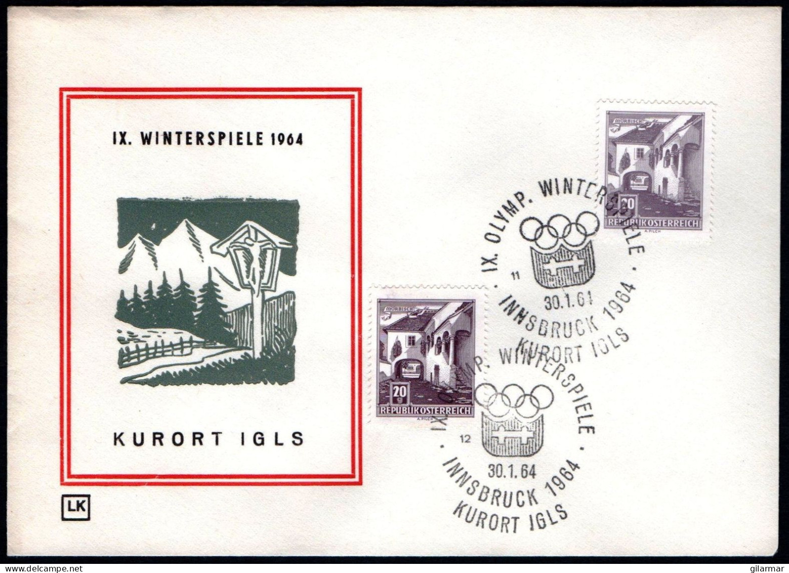 AUSTRIA KURORT IGLS 1964 - IX OLYMPIC WINTER GAMES - INNSBRUCK '64 - CANCELS # 12 & 11 - G - Winter 1964: Innsbruck