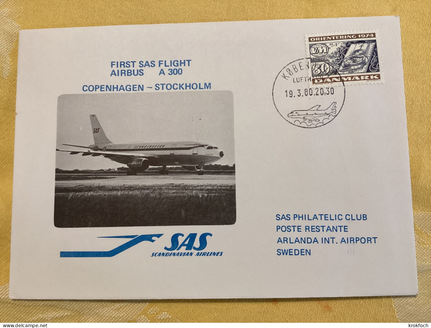 SAS Kobenhavn Copenhague Stockholm 1980 - First Flight Airbus - Erstflug 1er Vol - Storia Postale