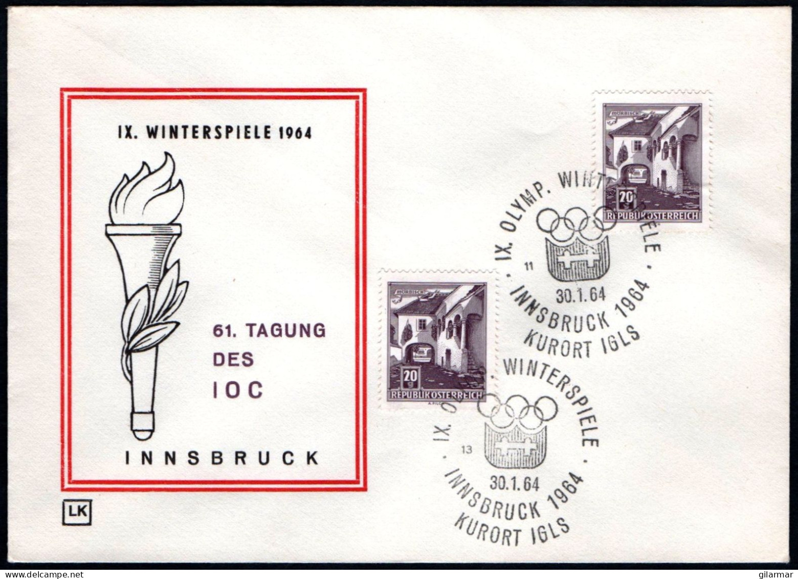 AUSTRIA KURORT IGLS 1964 - IX OLYMPIC WINTER GAMES - INNSBRUCK '64 - CANCELS # 13 & 11 - G - Winter 1964: Innsbruck