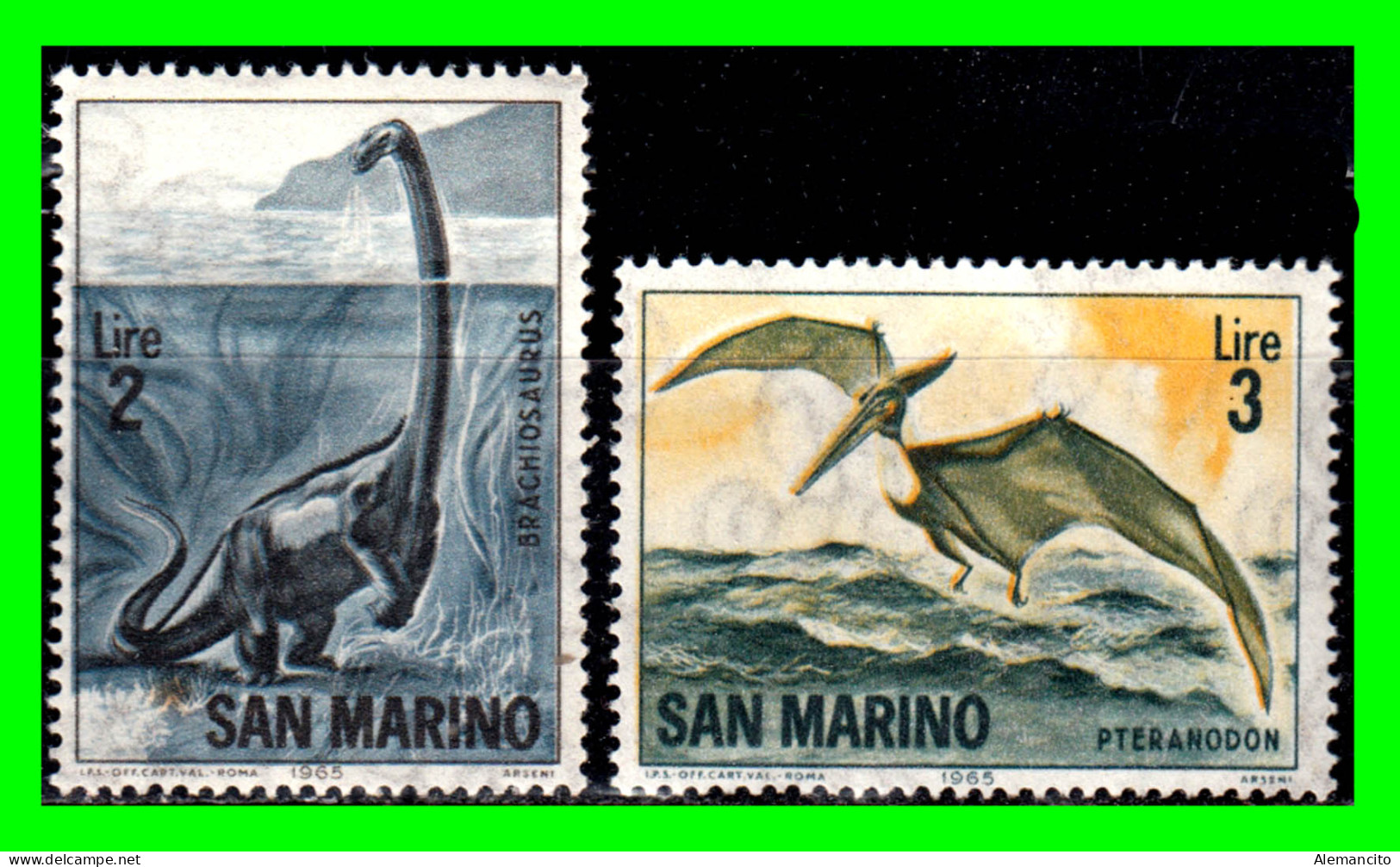 SAN MARINO ( EUROPA ) SELLO AÑO 1965 FAUNA PREHISTORICA - Usados