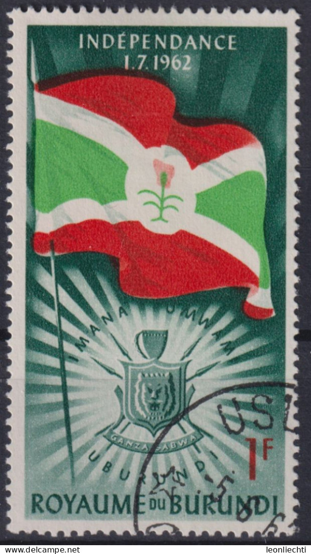1962 Burundi Mi:BI 26A, Sn:BI 26, Yt:BI 27, Flag And Emblem From Burundi / Unabhängigkeit - Usati
