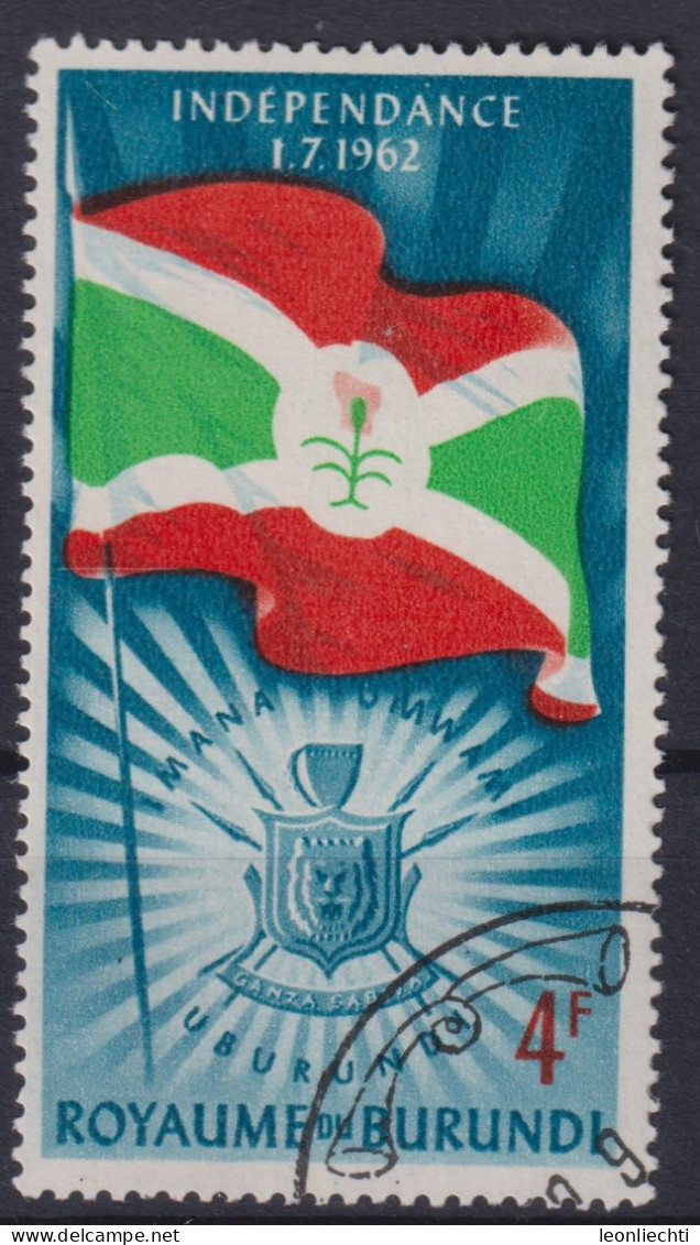 1962 Burundi Mi:BI 29A, Sn:BI 29, Yt:BI 30, Flag And Emblem From Burundi / Unabhängigkeit - Usados