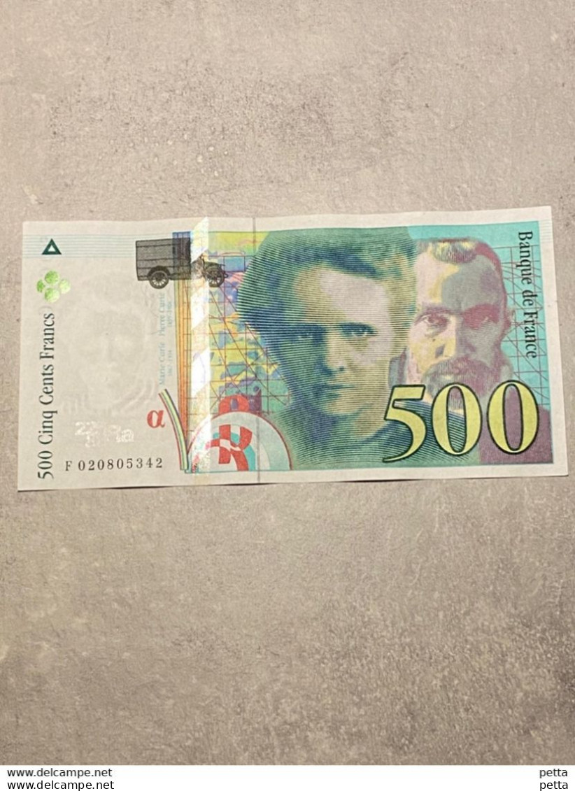 Billet De 500 Francs Pierre Et Marie Curie De 1994 / Alph F 020805342 / Vendu En L’état (21) - 500 F 1994-2000 ''Pierre En Marie Curie''