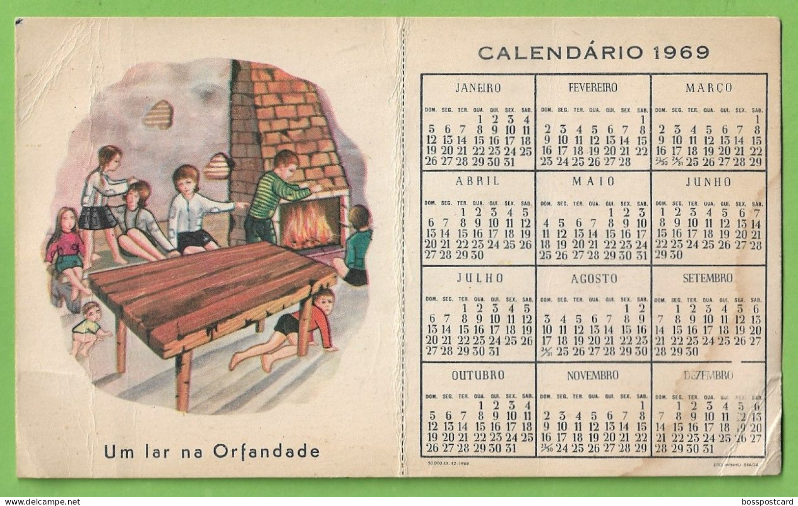 Braga - Calendário De 1969 Do Centro Social E Do Lar Da Orfandade De Ruílhe - Calendar - Portugal - Grossformat : 1961-70