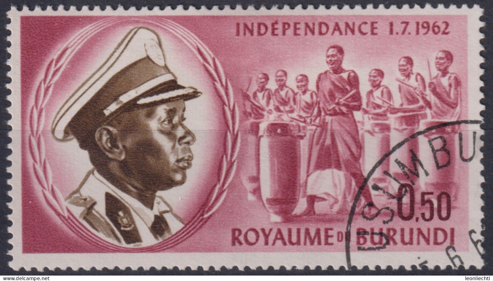 1962 Burundi Mi:BI 25A, Sn:BI 25, Yt:BI 26, King Mwami Mwambutsa IV, Unabhängigkeit - Gebraucht