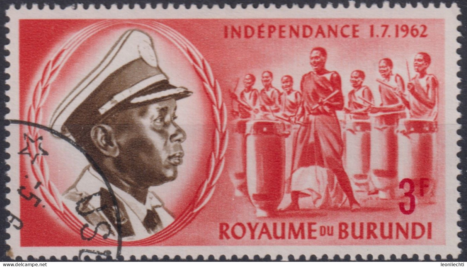 1962 Burundi Mi:BI 28A, Sn:BI 28, Yt:BI 29, King Mwami Mwambutsa IV, Unabhängigkeit - Gebraucht