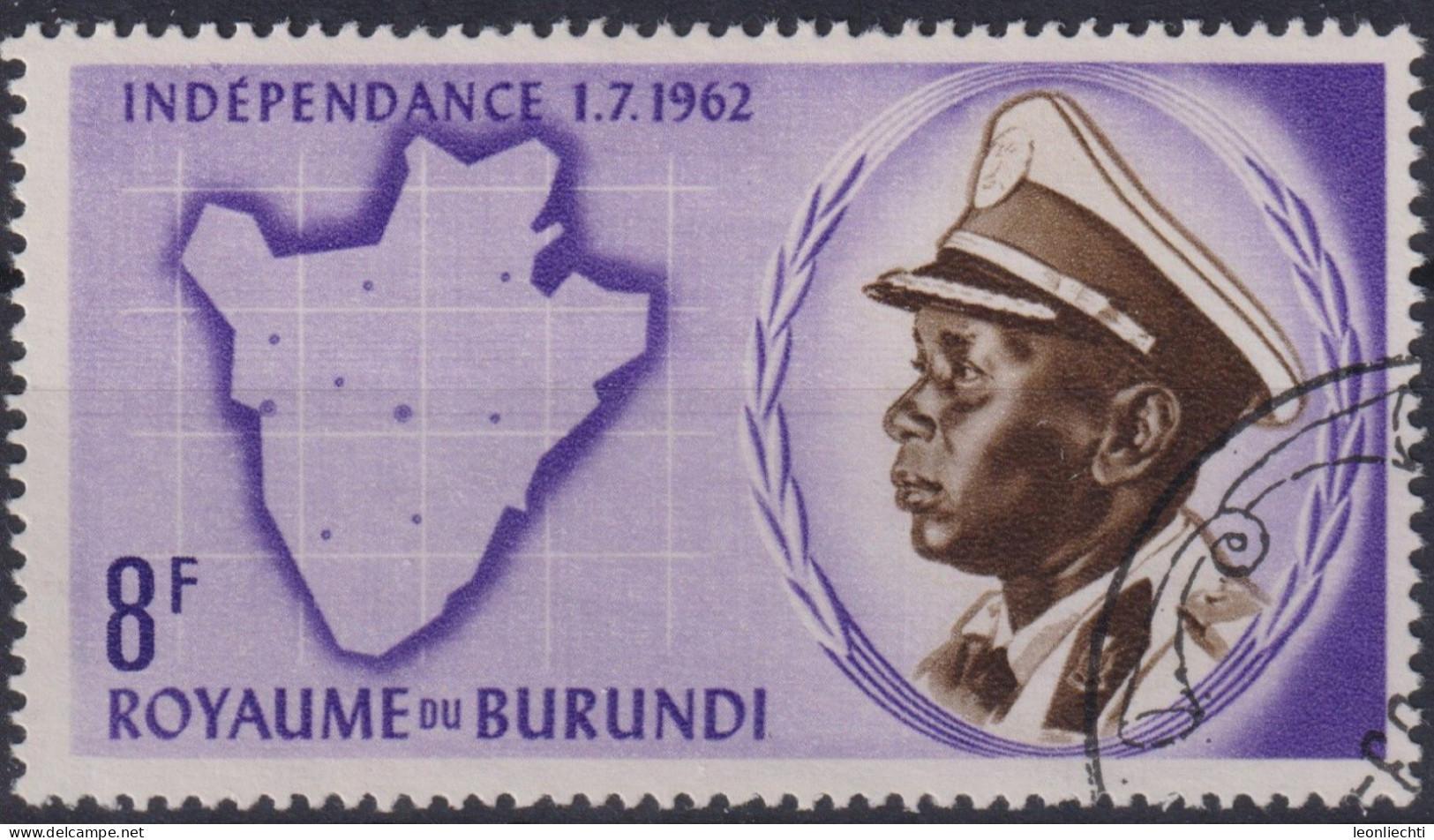 1962 Burundi Mi:BI 30A, Sn:BI 30, Yt:BI 31, King Mwami Mwambutsa IV, Unabhängigkeit - Gebraucht