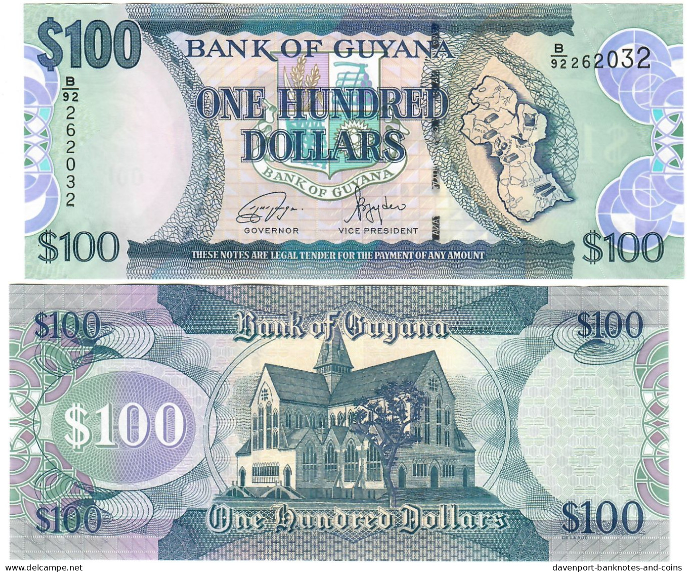 Guyana 100 Dollars 2022 UNC - Guyana
