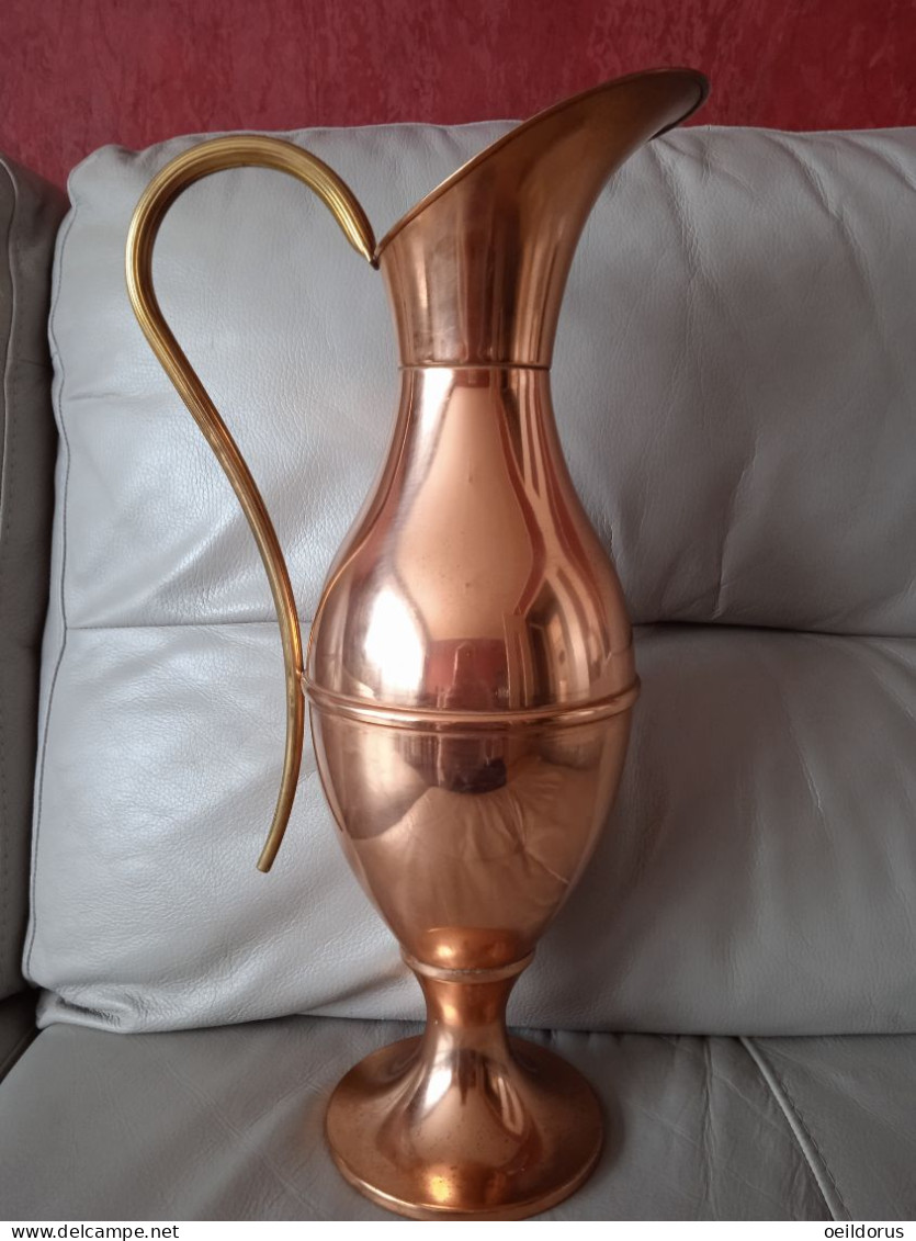 Grand Vase En Cuivre L. Lecellier Villedieu H 44 Cm 1111 G - Koper