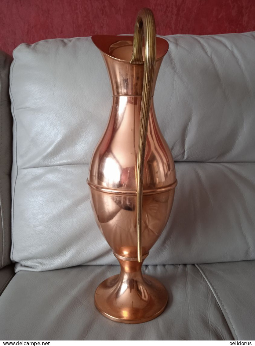 Grand Vase En Cuivre L. Lecellier Villedieu H 44 Cm 1111 G - Cobre