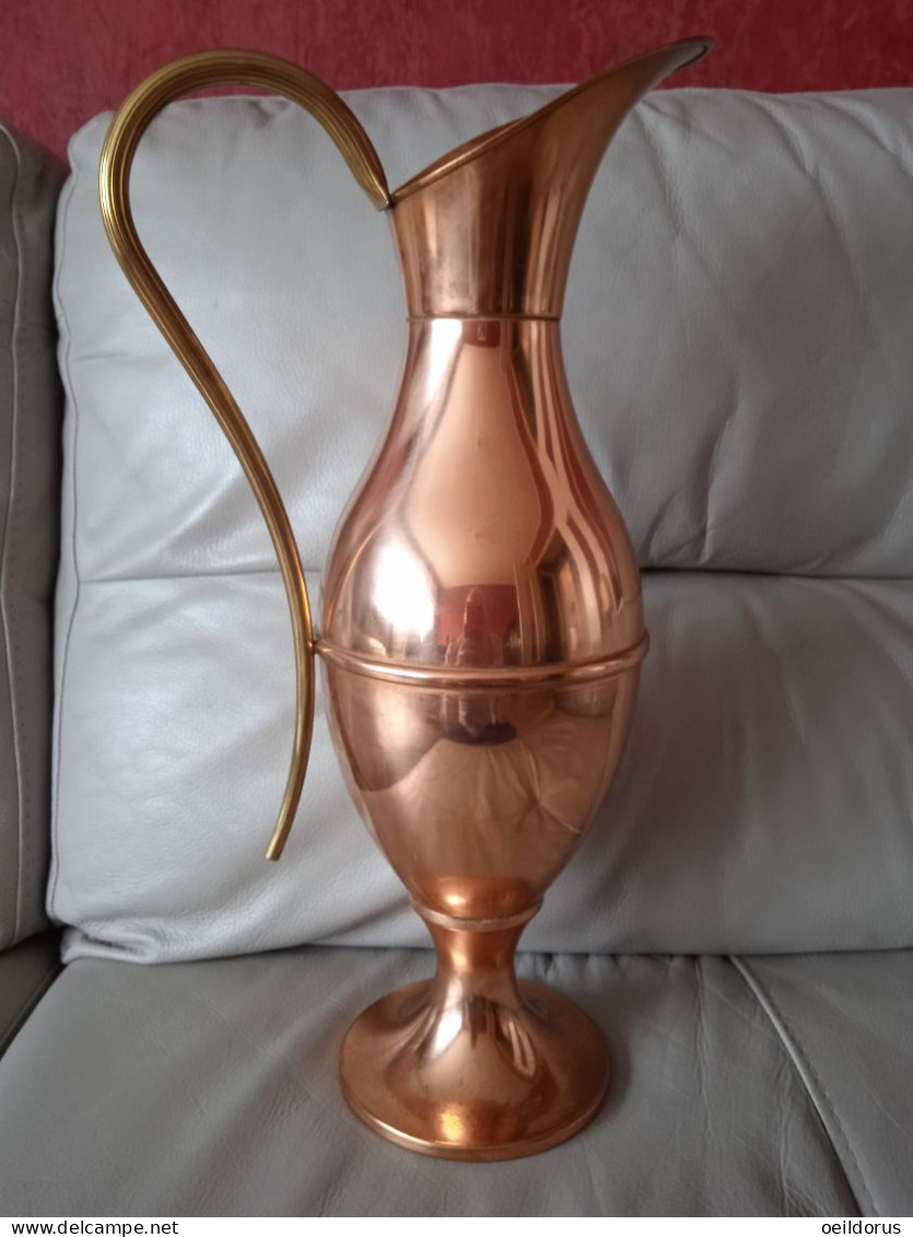 Grand Vase En Cuivre L. Lecellier Villedieu H 44 Cm 1111 G - Cuivres