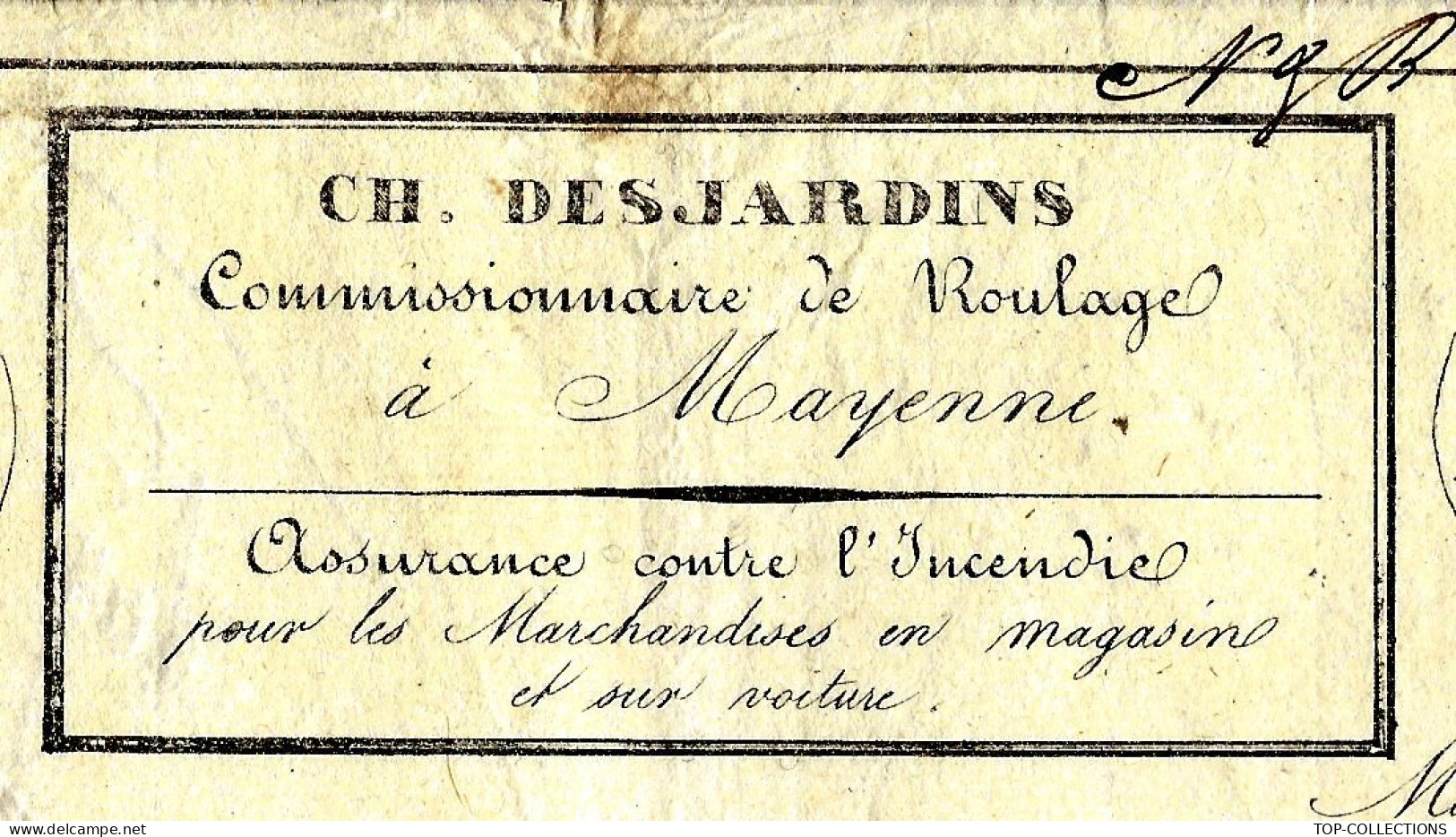 1841  LETTRE DE VOITURE ROULAGE TRANSPORT Ch. Desjardins à Mayenne Ballot De Percaline Pour Revert à Montlieu Charente - 1800 – 1899