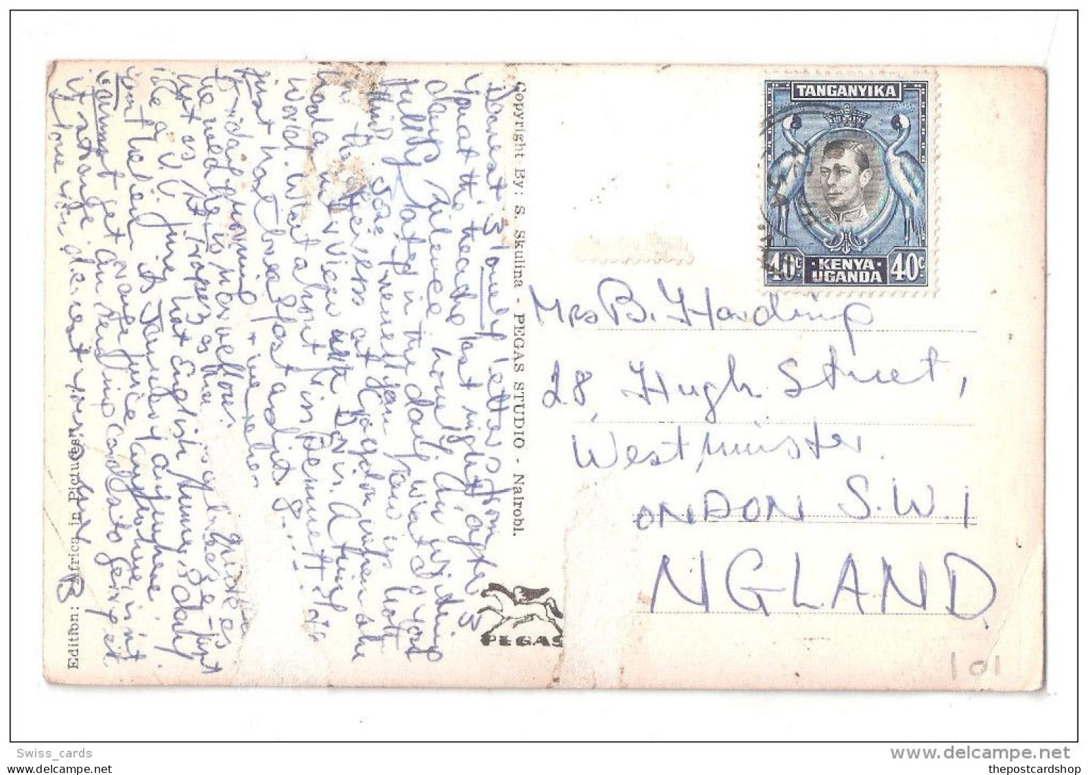 Uganda Kenya Tanganyika USED STAMPS Kenya GENERAL VIEW Nairobi 1950s Postcard - Kenia