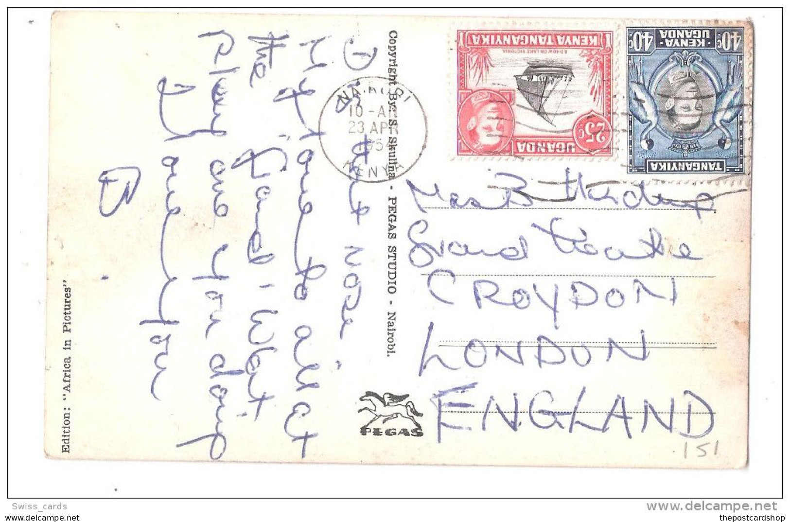 Uganda Kenya Tanganyika USED STAMPS ON ELEPHANT East African Game POSTCARD - Kenia