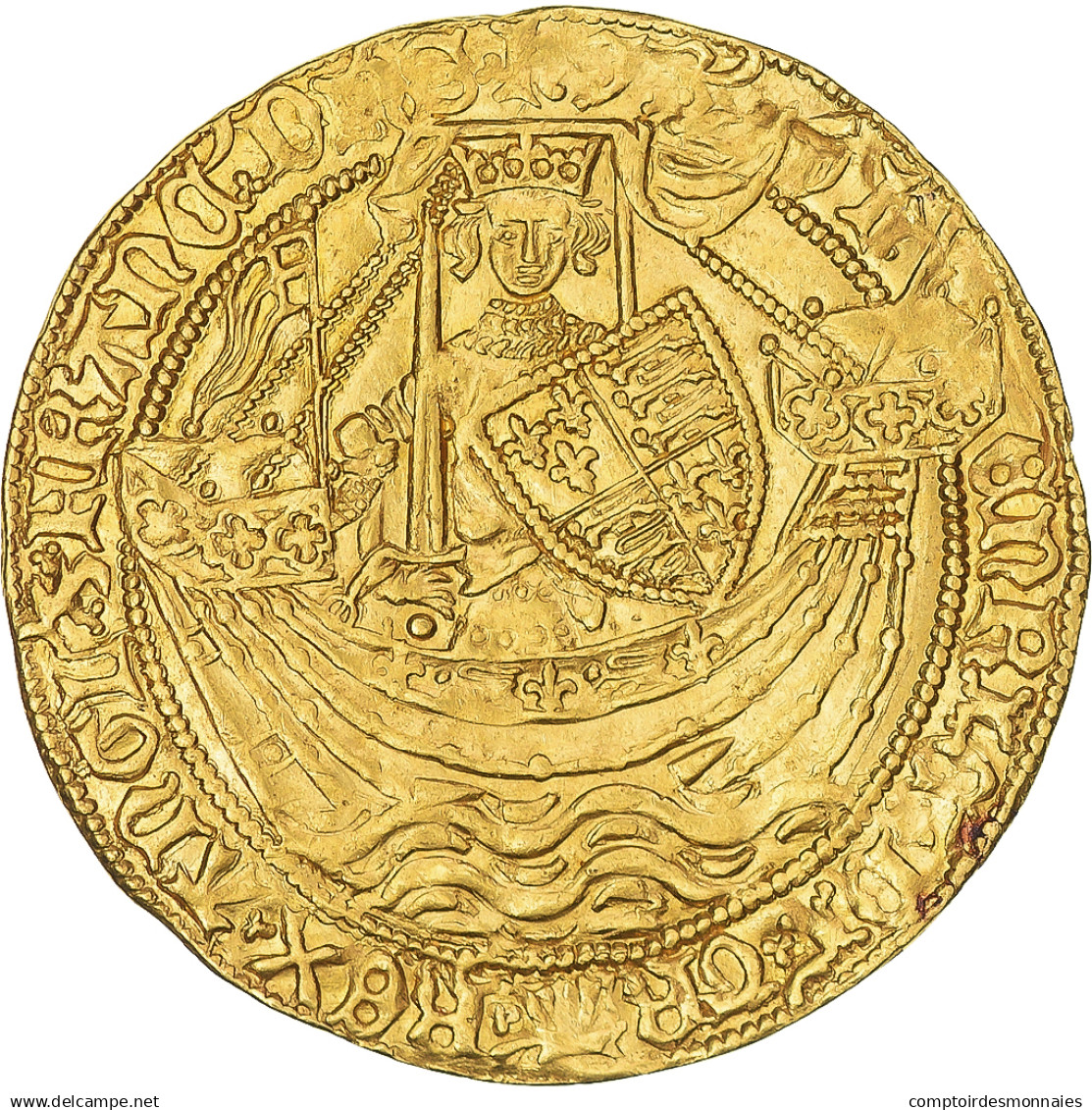 Monnaie, Grande-Bretagne, Henry VI, Noble D'or, 1422-1431, Londres, SUP, Or - 1066-1485 : Bas Moyen-Age