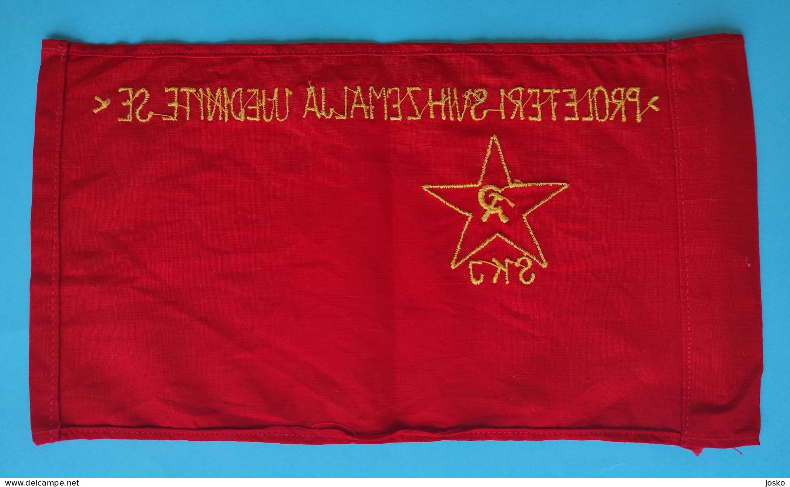 YUGOSLAVIA COMMUNIST PARTY Orig. Vintage Small Cloth Flag 1980s * Drapeau Flagge Bandiera Croatia Slovenia Bosnia Serbia - Flaggen