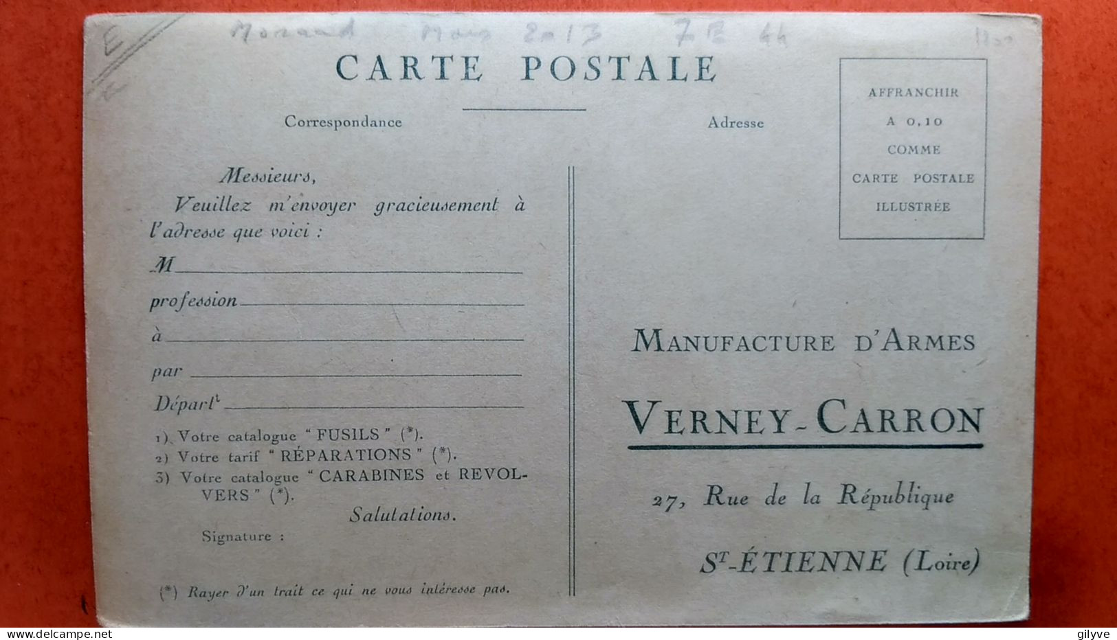 CPA (42) Un Beau Coup De Fusil. Correspondance. Manufacture D'Armes Verney Carron. St Etienne (AF.633) - Chasse