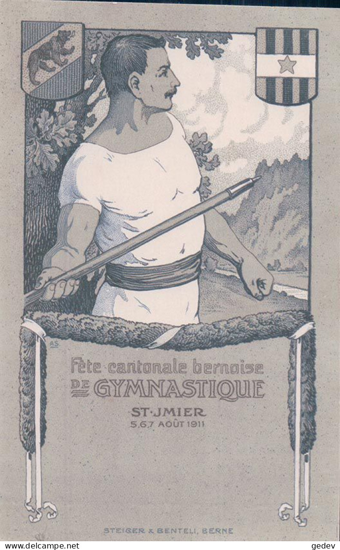 St Imier BE, Fête De Gymnastique 1911, Lanceur De Javelot, Litho (5278) - Saint-Imier 