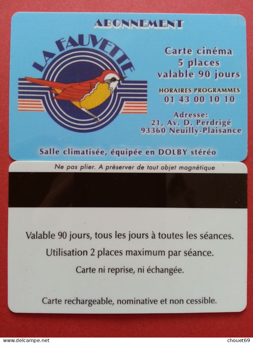 Cinécarte Carte Abonnement LA FAUVETTE Neuilly Plaisance 5 Places (BH0621 - Kinokarten