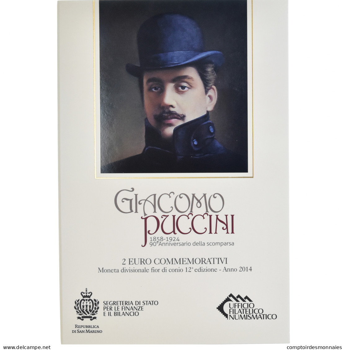 Saint Marin , 2 Euro, Giacomo Puccini, 2014, Rome, Special Unc., FDC - Italia