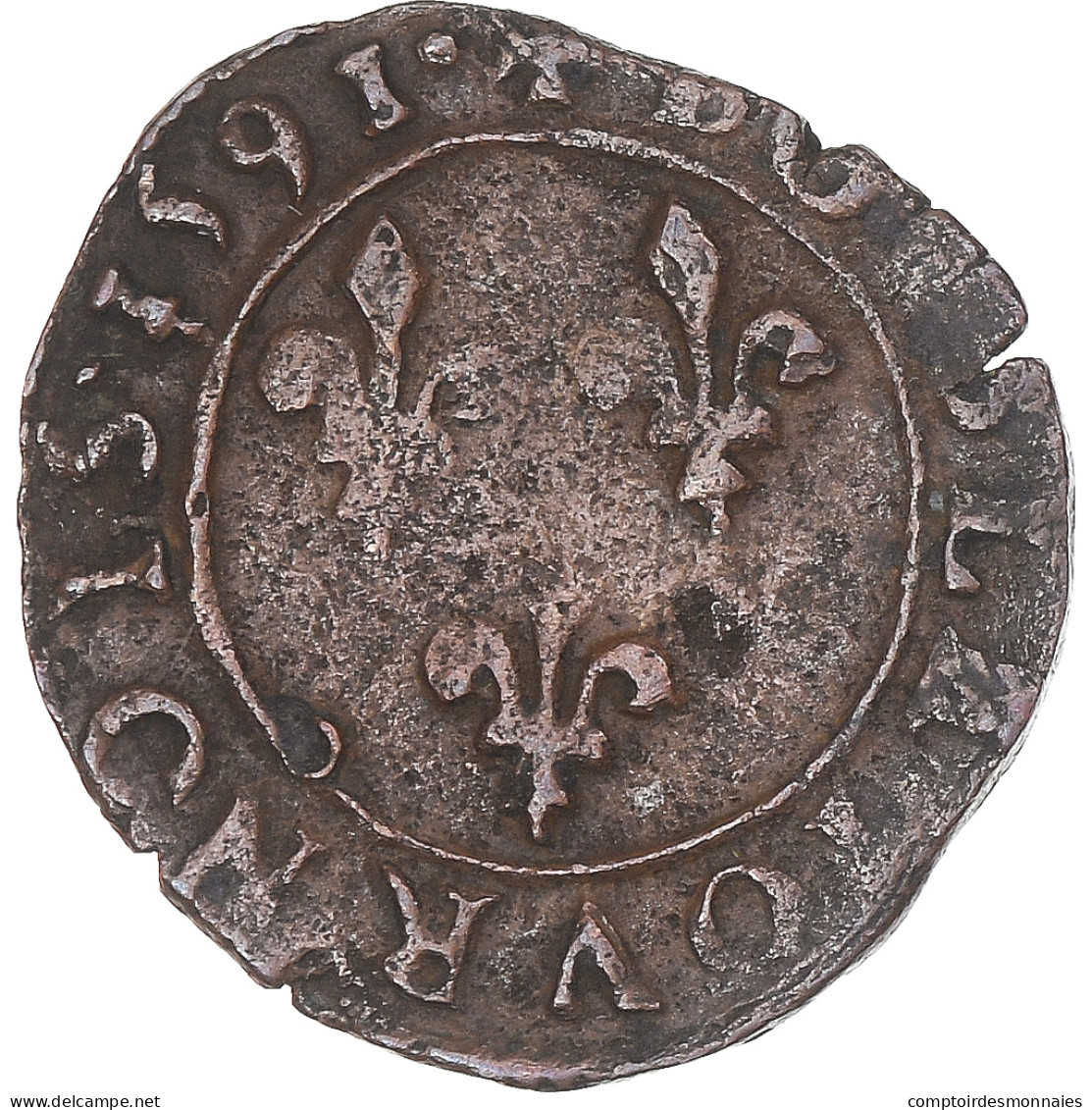 Monnaie, France, Henri IV, Double Tournois, 1591, Rennes, TTB, Cuivre - 1589-1610 Hendrik IV