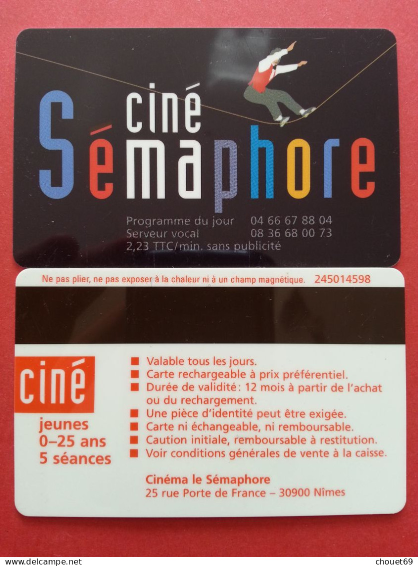 Cinécarte Ciné Semaphore Ciné Jeunes Rouge Nîmes  (BH0621 - Cinécartes