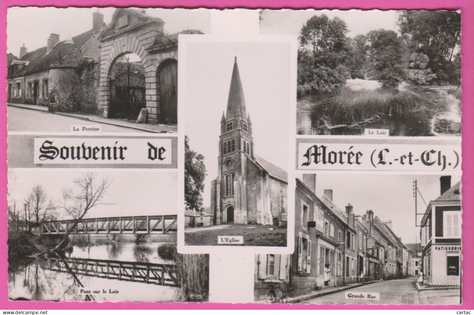 D41 - SOUVENIR DE MORÉE -LA PERRINE/LE LOIR/L'ÉGLISE/PONT SUR LE LOIR/GRANDE RUE - CPM Dentelée Petit Format Multivues  - Moree