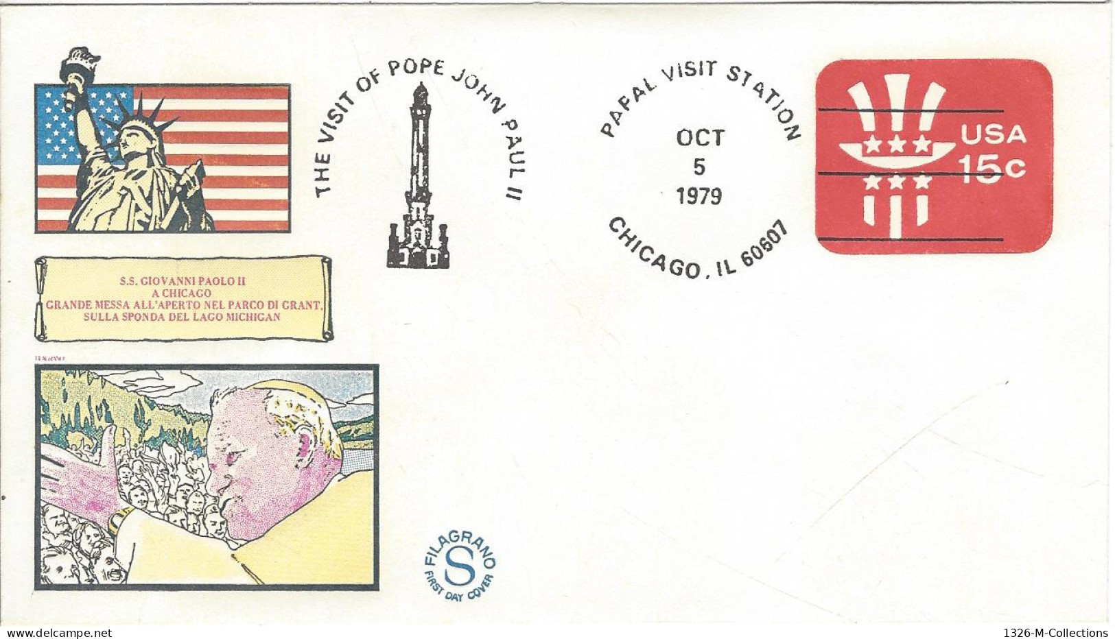 Envellope Voyage Du Pape Jean Paul II ETATS UNIS Entiers Postaux - 1961-80