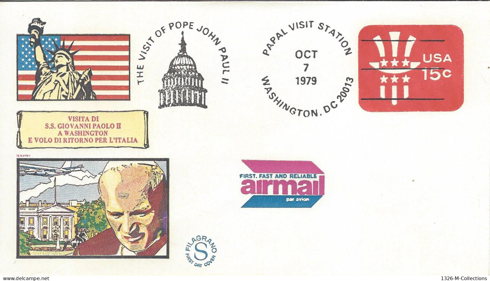 Envellope Voyage Du Pape Jean Paul II ETATS UNIS Entiers Postaux - 1961-80