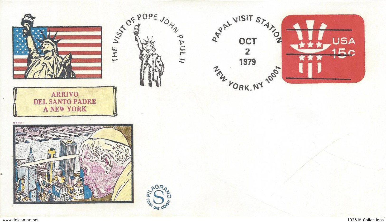 Envellope Voyage Du Pape Jean Paul II ETATS UNIS Entiers Postaux - 1961-80