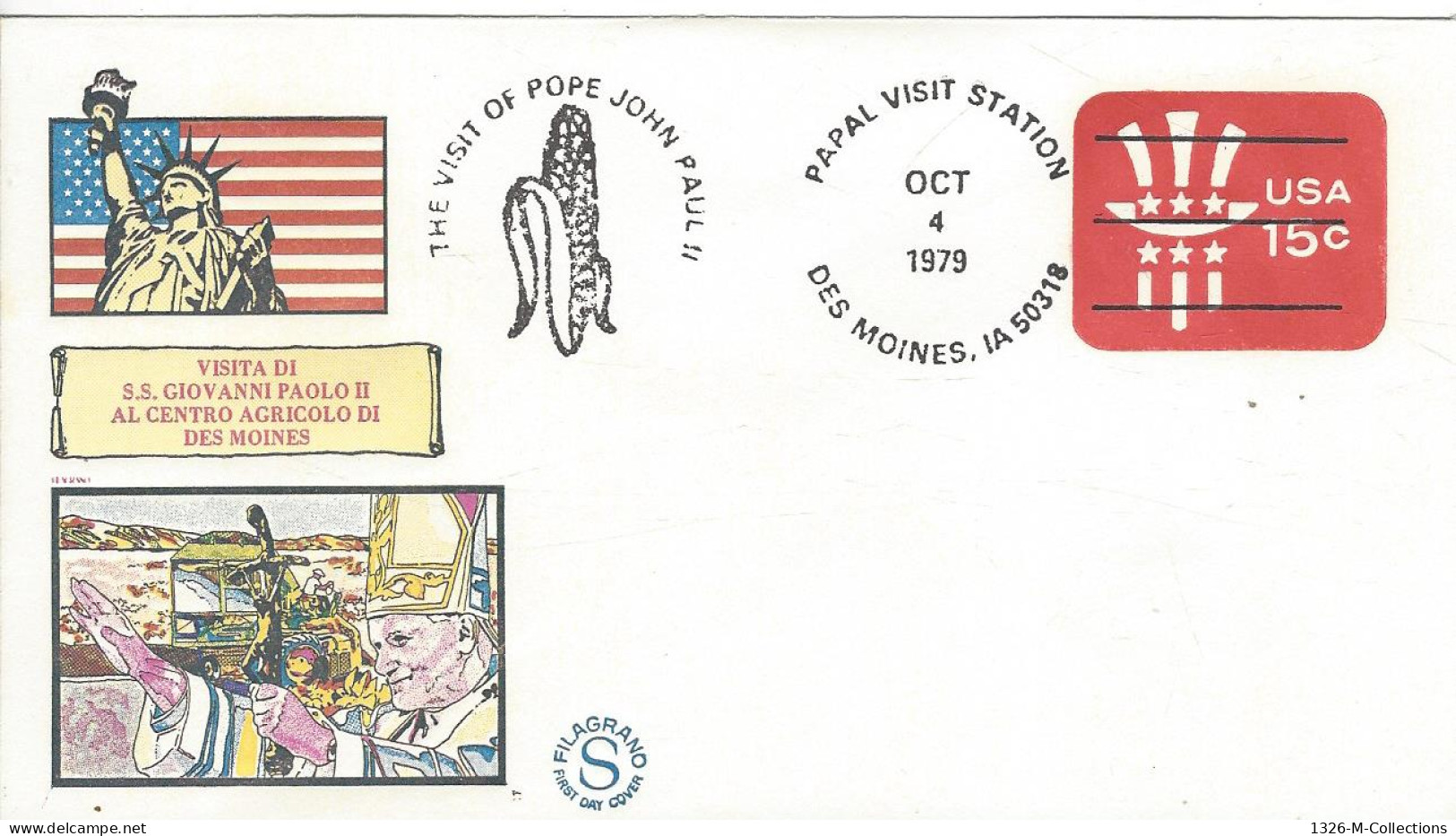 Envellope Voyage Du Pape Jean Paul II ETATS UNIS Entiers Postaux - 1961-80