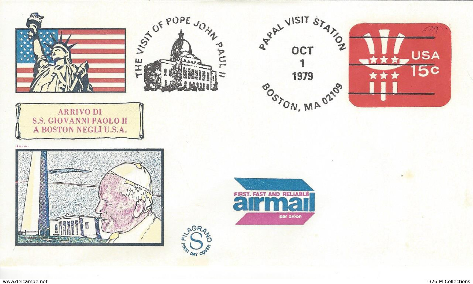 Envellope Voyage Du Pape Jean Paul II ETATS UNIS Entiers Postaux - 1961-80